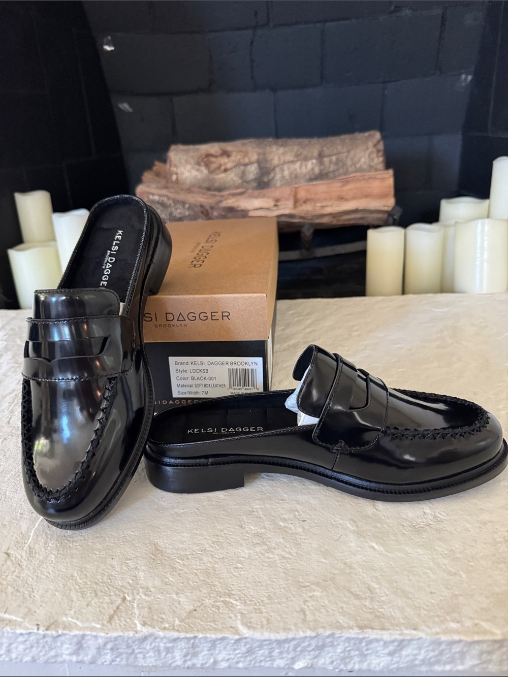 Kelsi Dagger Black Patent Lock Loafers